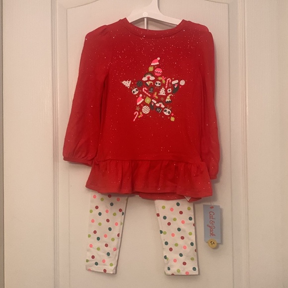 NWT Girls Cat & Jack Holiday Tunic and Leggings Set -‎ Size 3T - Picture 1 of 3